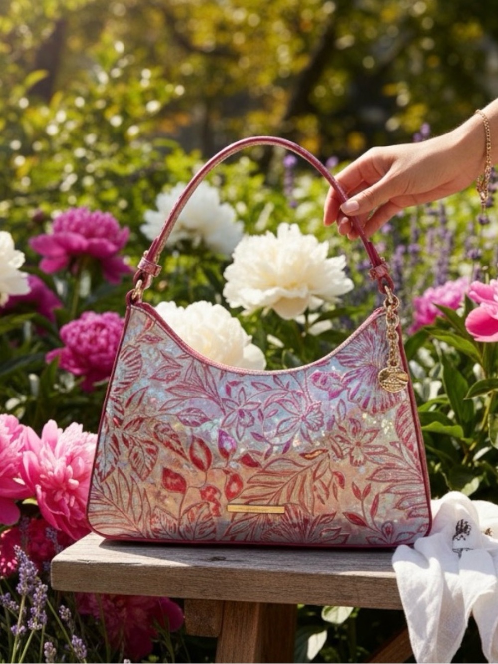 Brahmin Esme Coral Snapdragon Lokelani Genuine Leather Shoulder Bag NWT